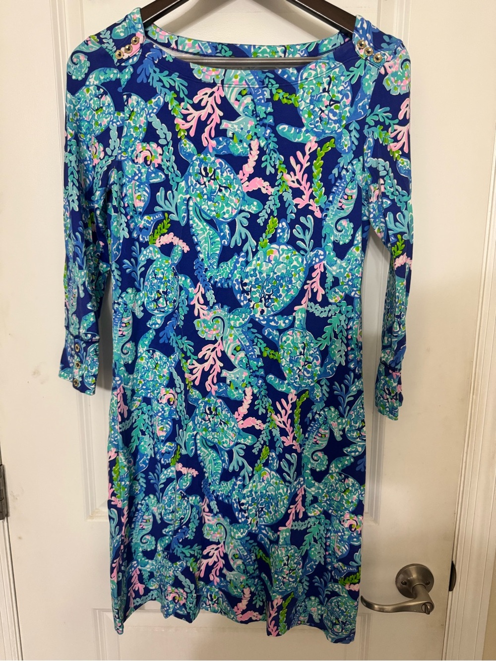 Lilly Pulitzer Blue Long-Sleeve Sea Life Print Dress